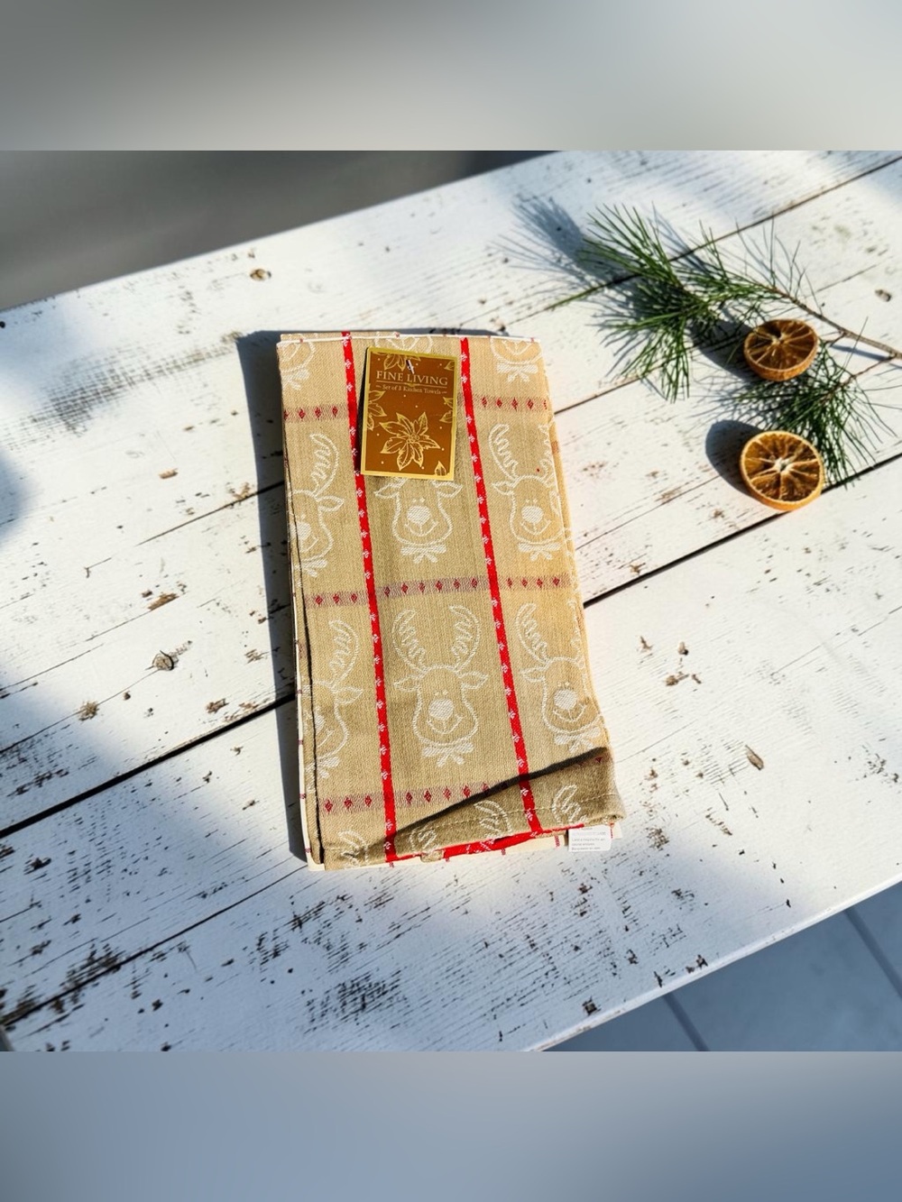 Fine Living Reindeer Christmas Kitchen Towels – Set of 3